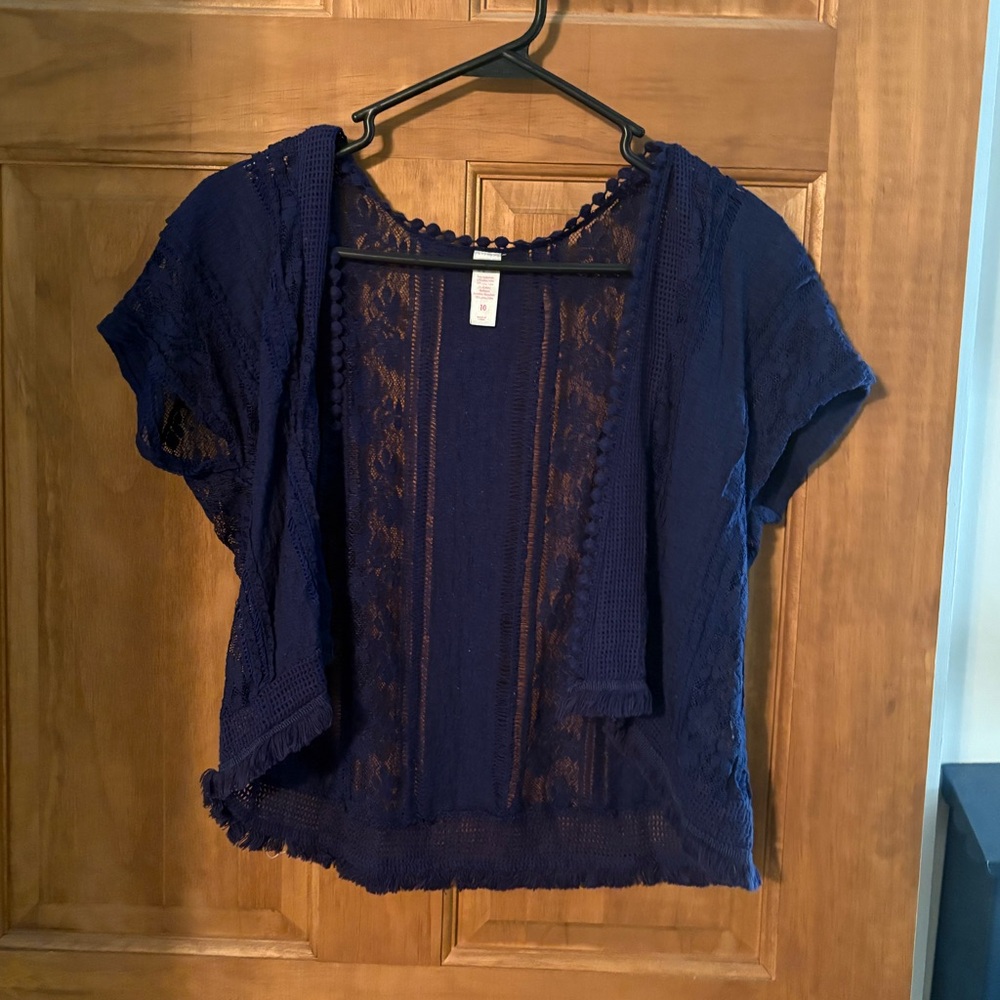 Justice Navy Blue Lace Kids Blouse